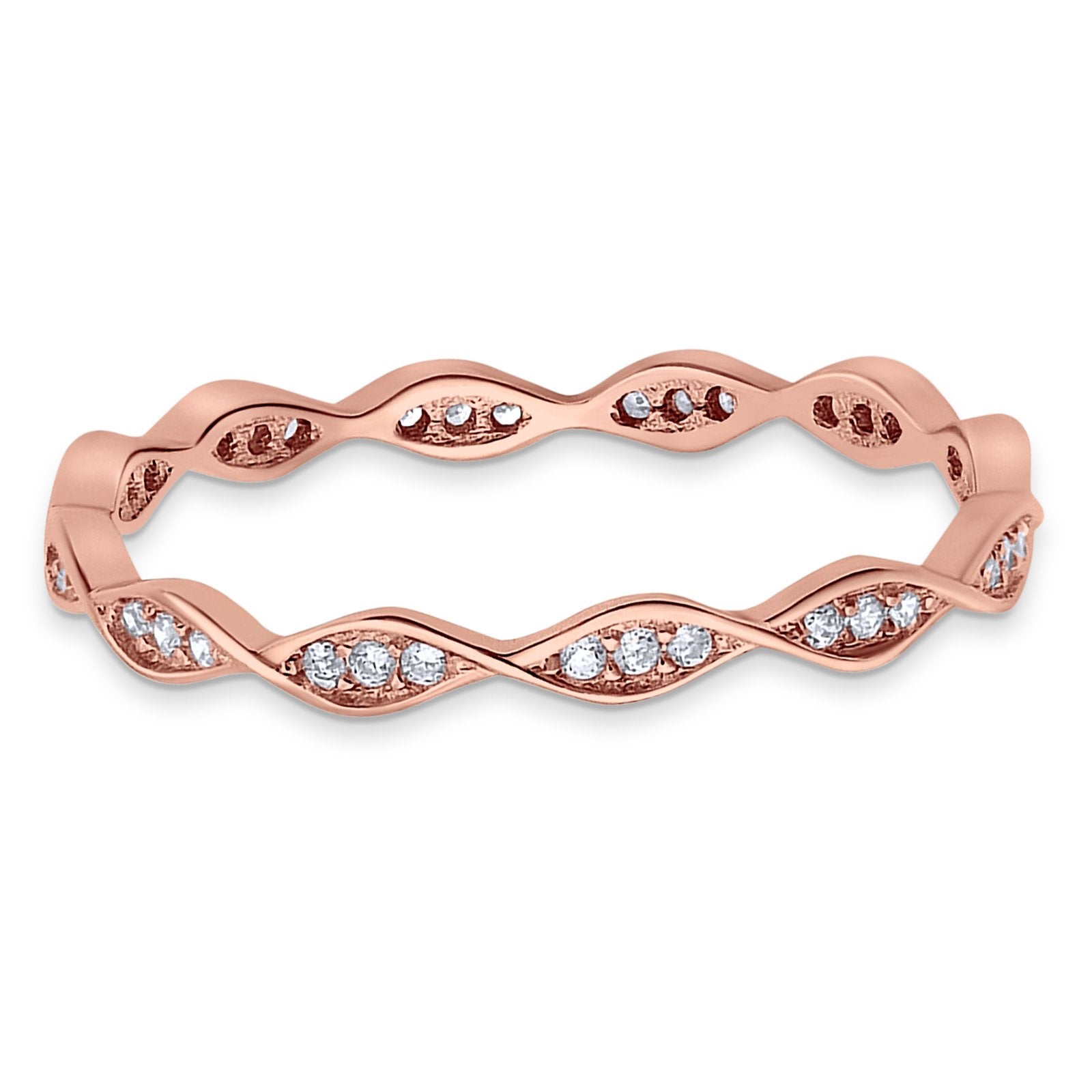 Art Deco Twisted Eternity Wedding Ring Round 925 Sterling Silver