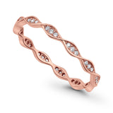 Art Deco Twisted Eternity Wedding Ring Round 925 Sterling Silver