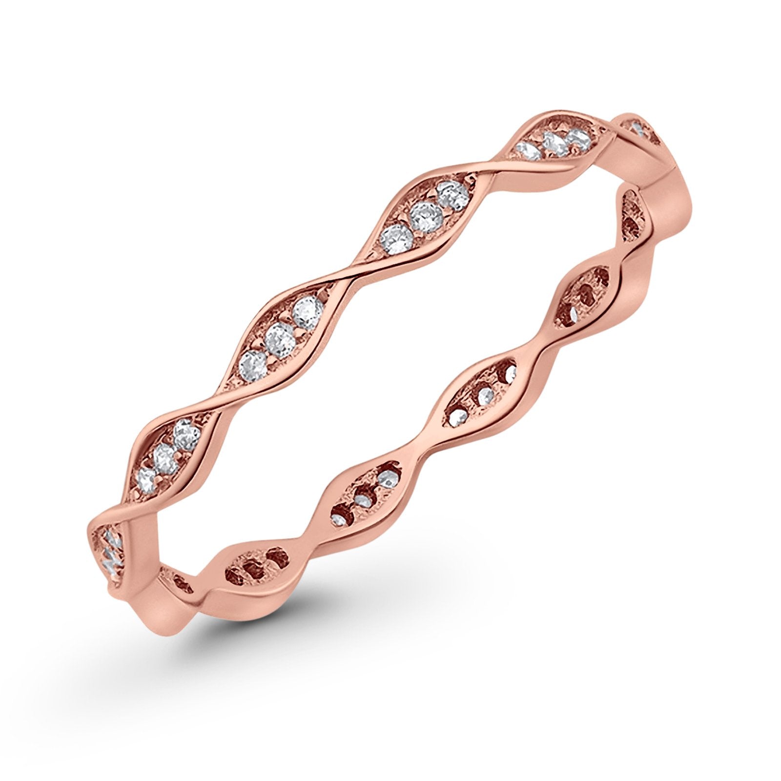 Art Deco Twisted Eternity Wedding Ring Round 925 Sterling Silver