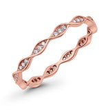 Art Deco Twisted Eternity Wedding Ring Round 925 Sterling Silver