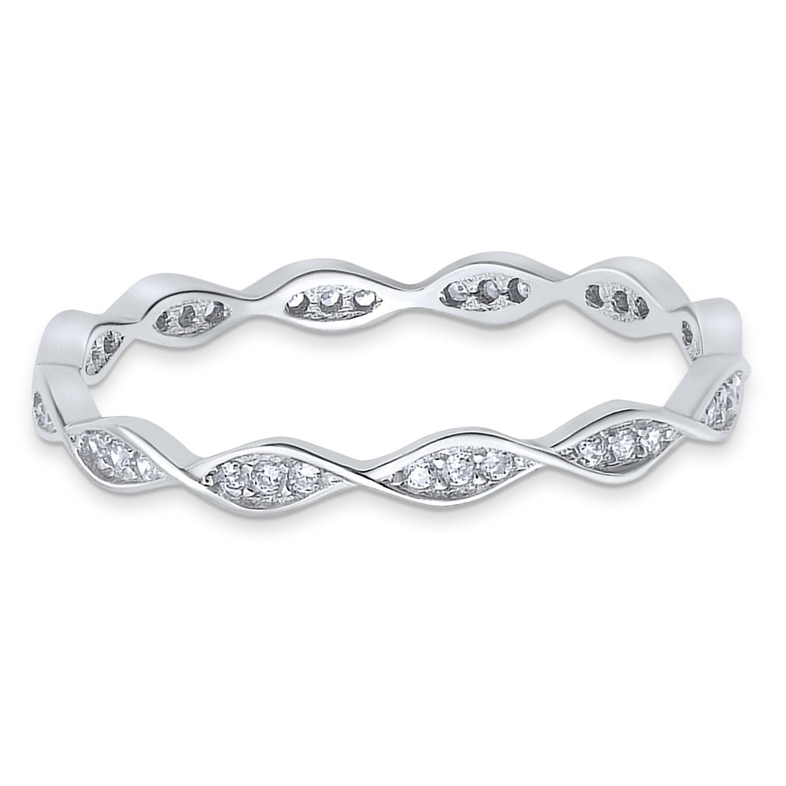 Art Deco Twisted Eternity Wedding Ring Round 925 Sterling Silver