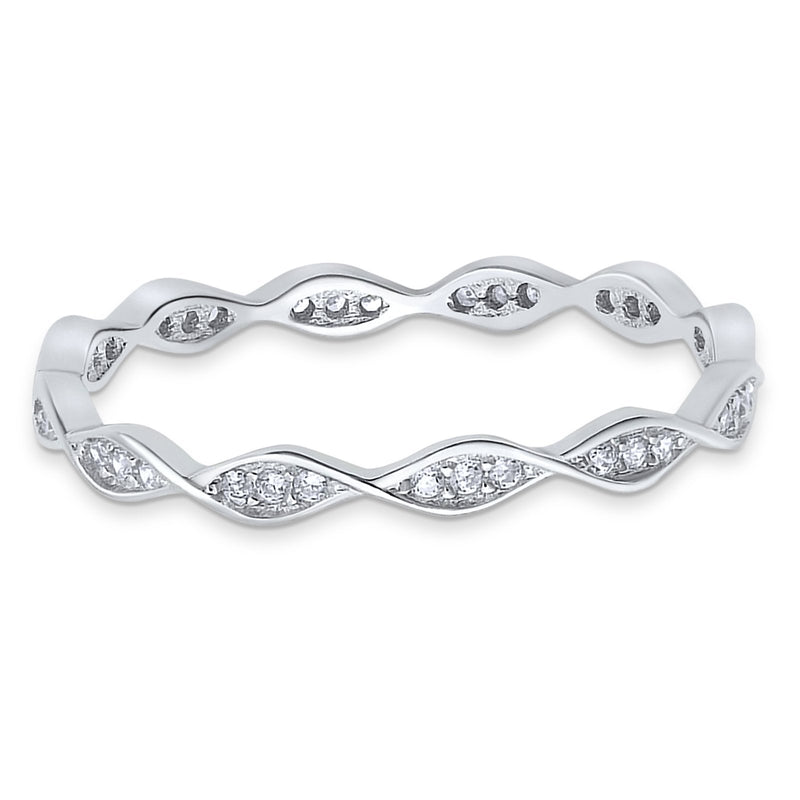 Art Deco Twisted Eternity Wedding Ring Round 925 Sterling Silver