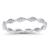 Art Deco Twisted Eternity Wedding Ring Round 925 Sterling Silver