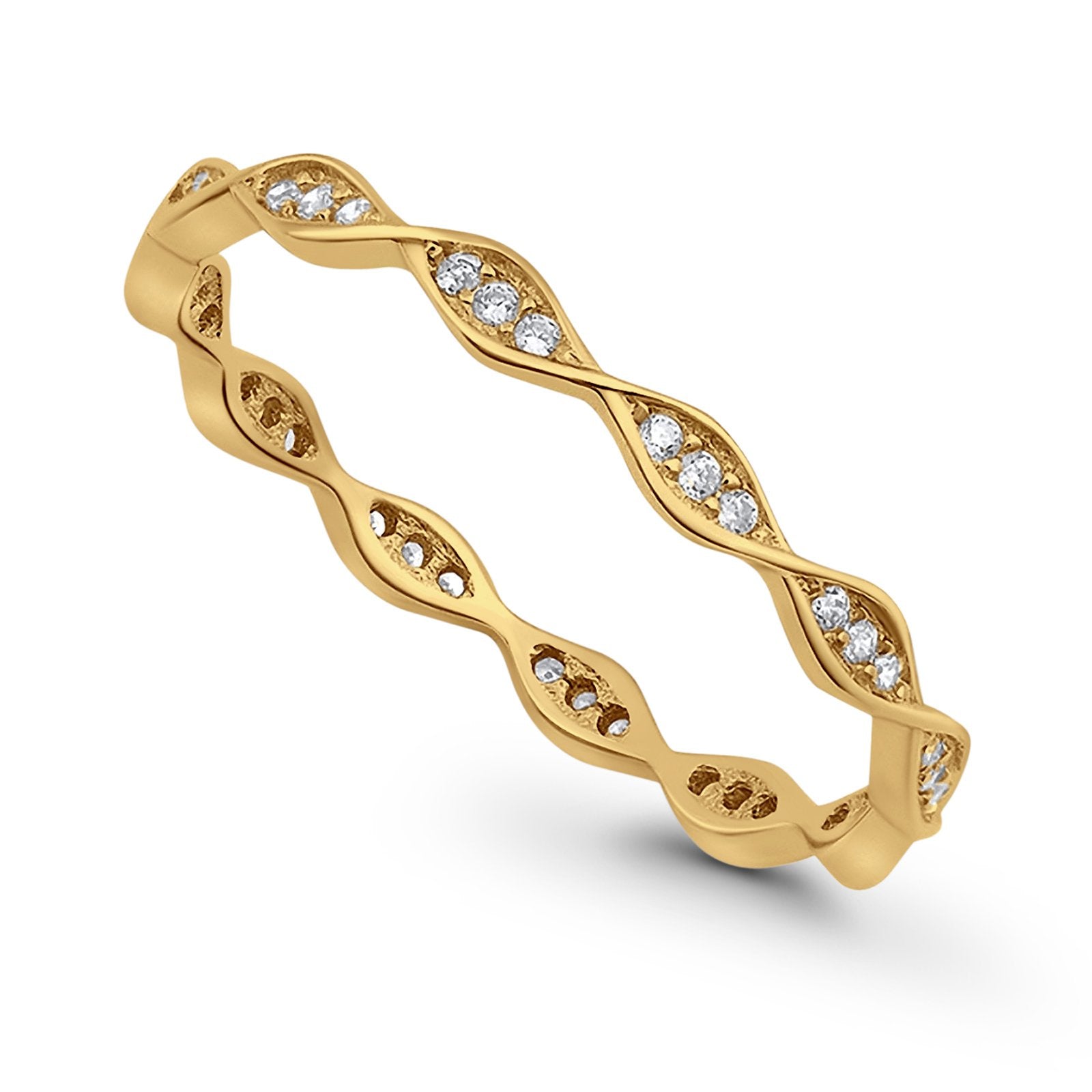 Art Deco Twisted Eternity Wedding Ring Round 925 Sterling Silver