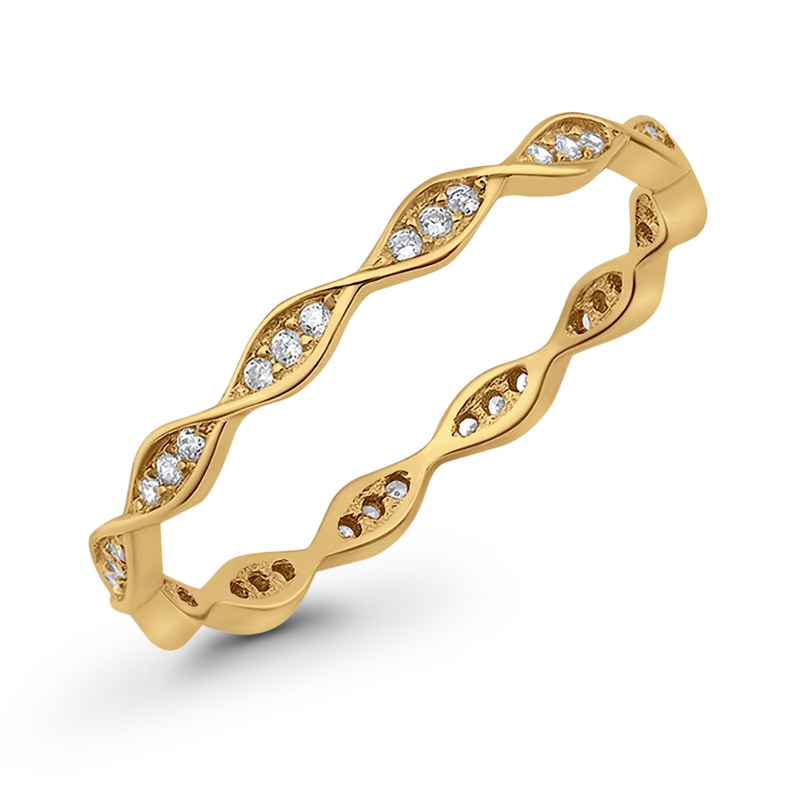 Art Deco Twisted Eternity Wedding Ring Round 925 Sterling Silver