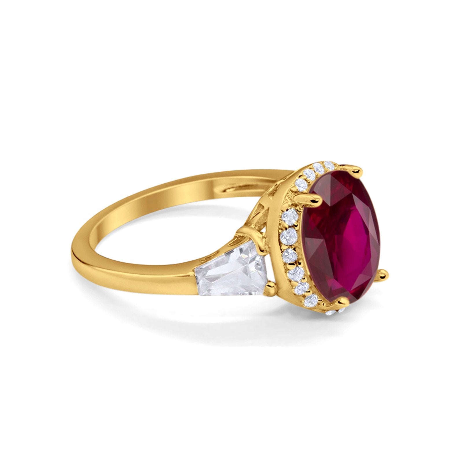 Halo Art Deco Oval Wedding Engagement Ring Round Baguette Cubic Zirconia 925 Sterling Silver