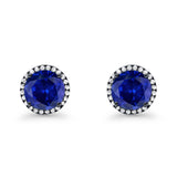 Stud Solitaire Wedding Earrings 925 Sterling Silver Simulated CZ Stud Earrings