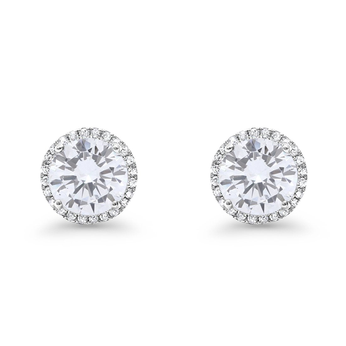 Stud Solitaire Wedding Earrings 925 Sterling Silver Simulated CZ Stud Earrings