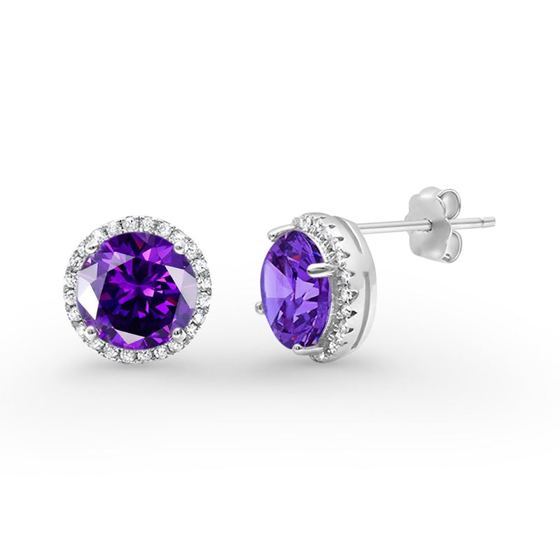 Stud Solitaire Wedding Earrings 925 Sterling Silver Simulated CZ Stud Earrings
