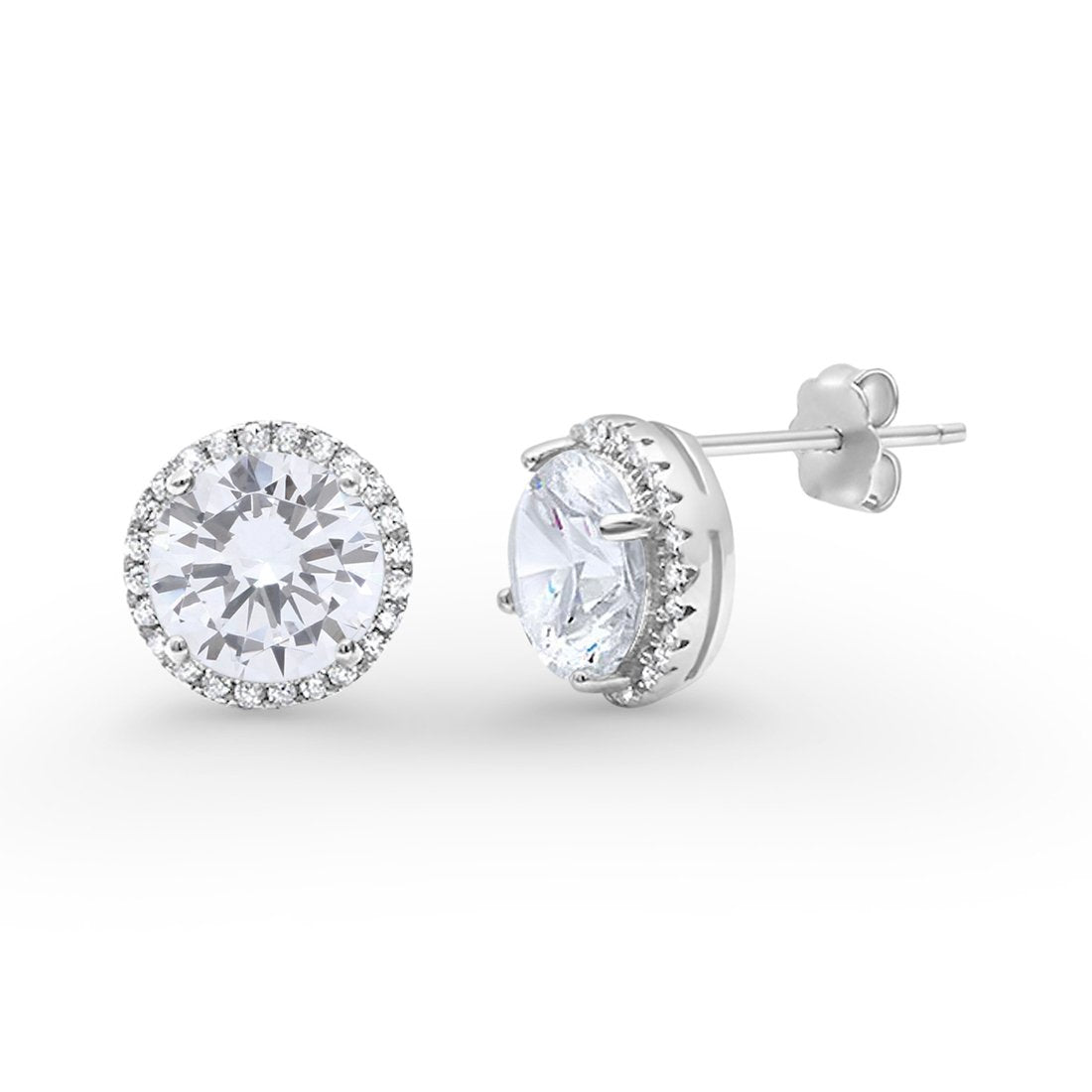 Stud Solitaire Wedding Earrings 925 Sterling Silver Simulated CZ Stud Earrings