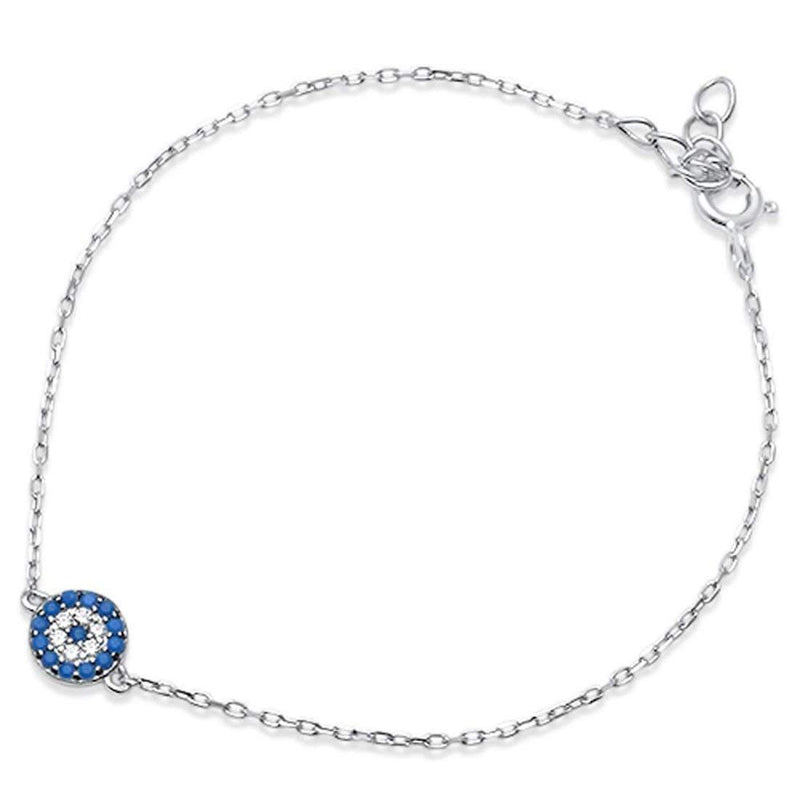 Evil Eye Bracelet Round Simulated Nano Turquoise 925 Sterling Silver choose Color