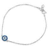 Evil Eye Bracelet Round Simulated Nano Turquoise 925 Sterling Silver choose Color