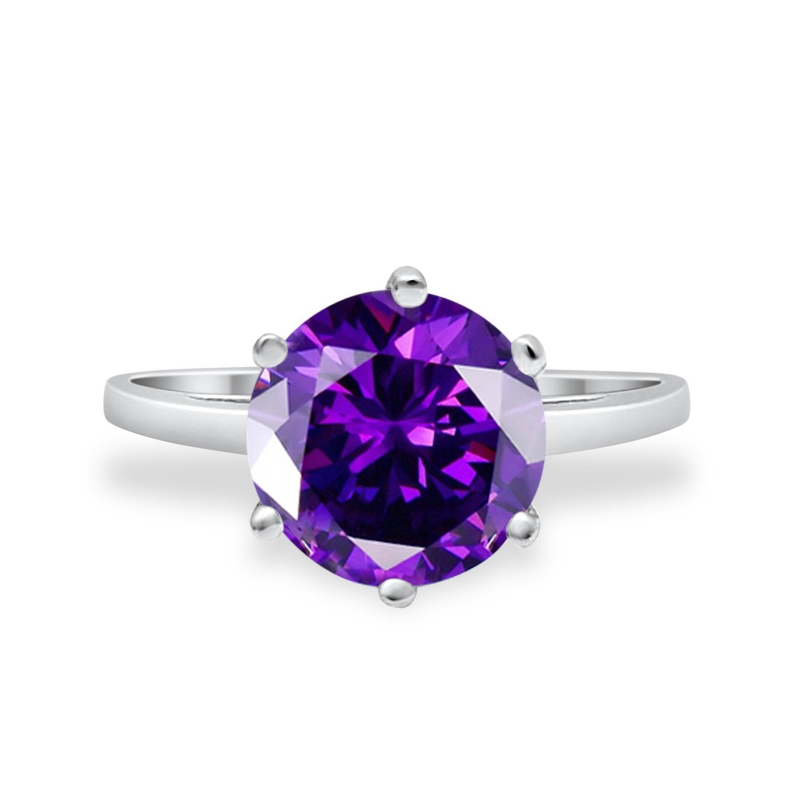 Solitaire Wedding Engagement Ring Round Simulated Cubic Zirconia 925 Sterling Silver