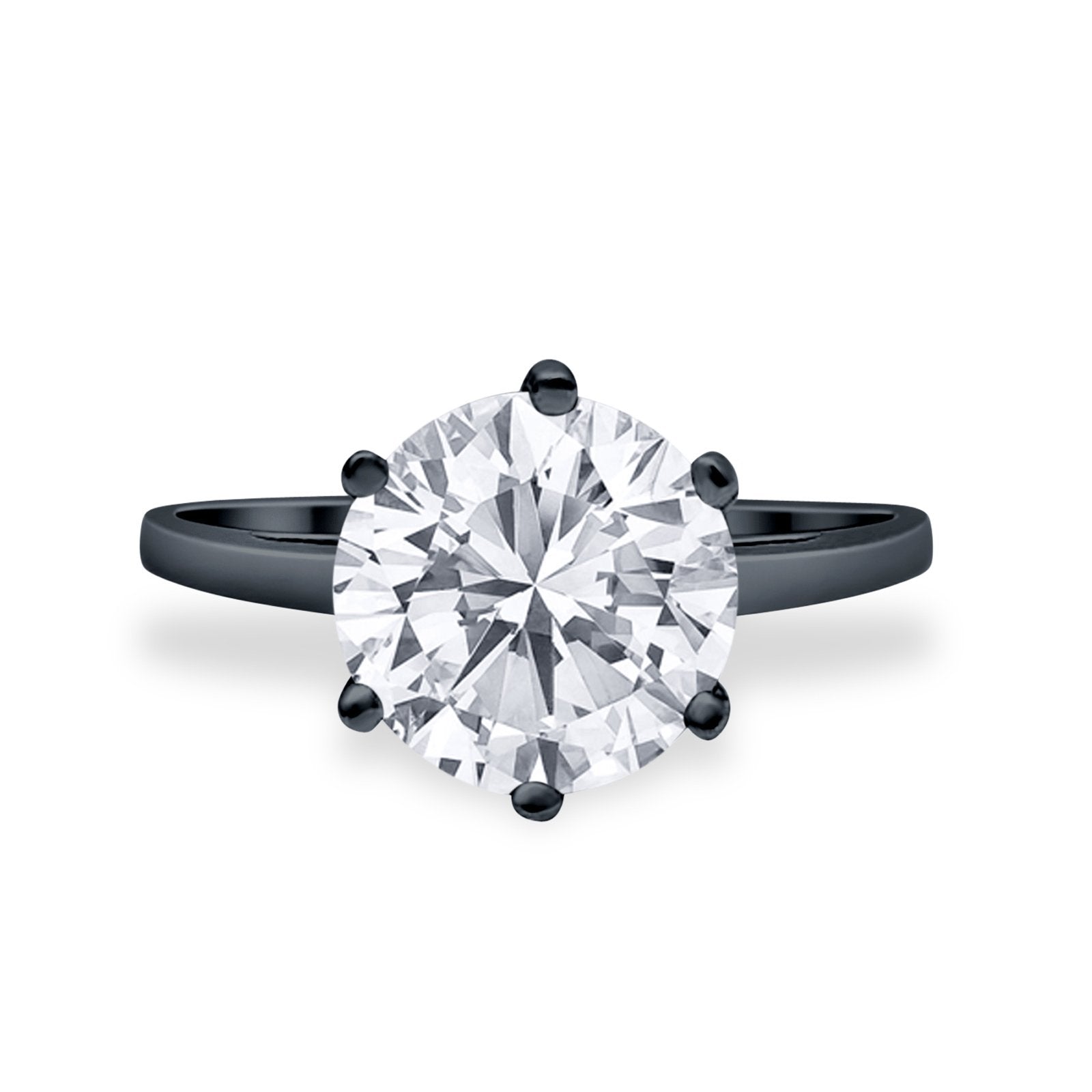 Solitaire Wedding Engagement Ring Round Simulated Cubic Zirconia 925 Sterling Silver