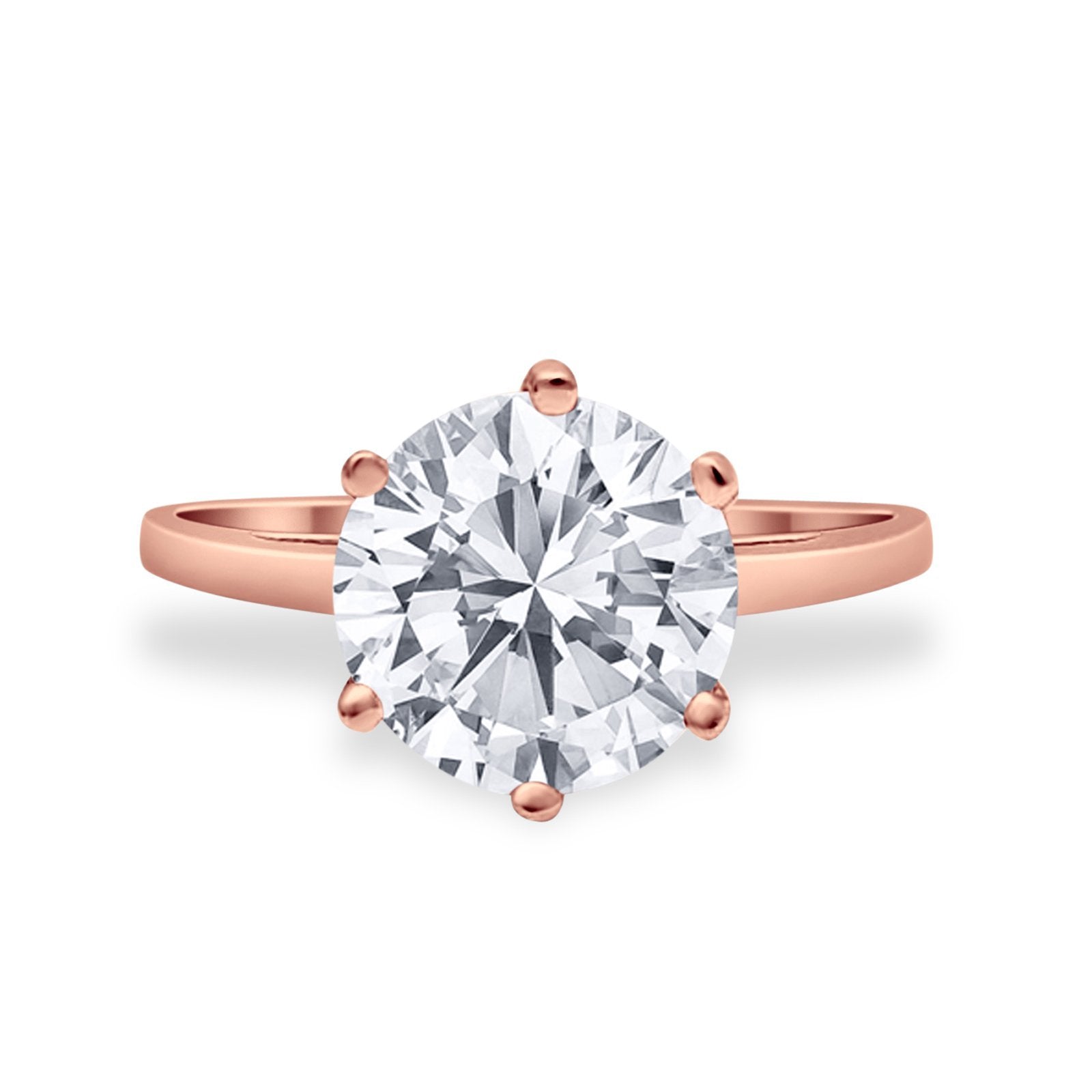 Solitaire Wedding Engagement Ring Round Simulated Cubic Zirconia 925 Sterling Silver