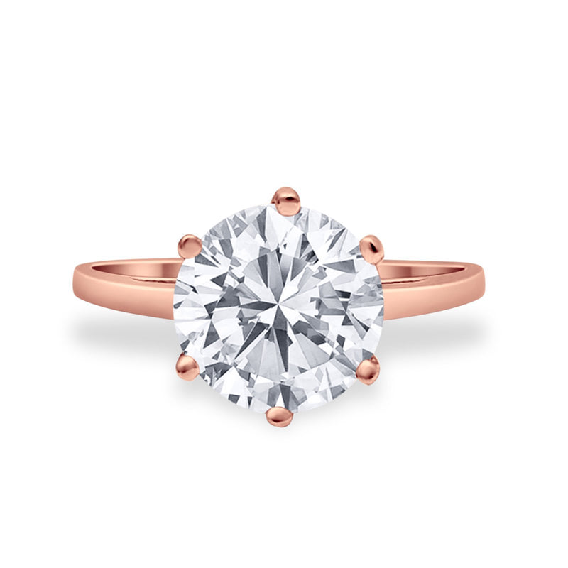 Solitaire Wedding Engagement Ring Round Simulated Cubic Zirconia 925 Sterling Silver