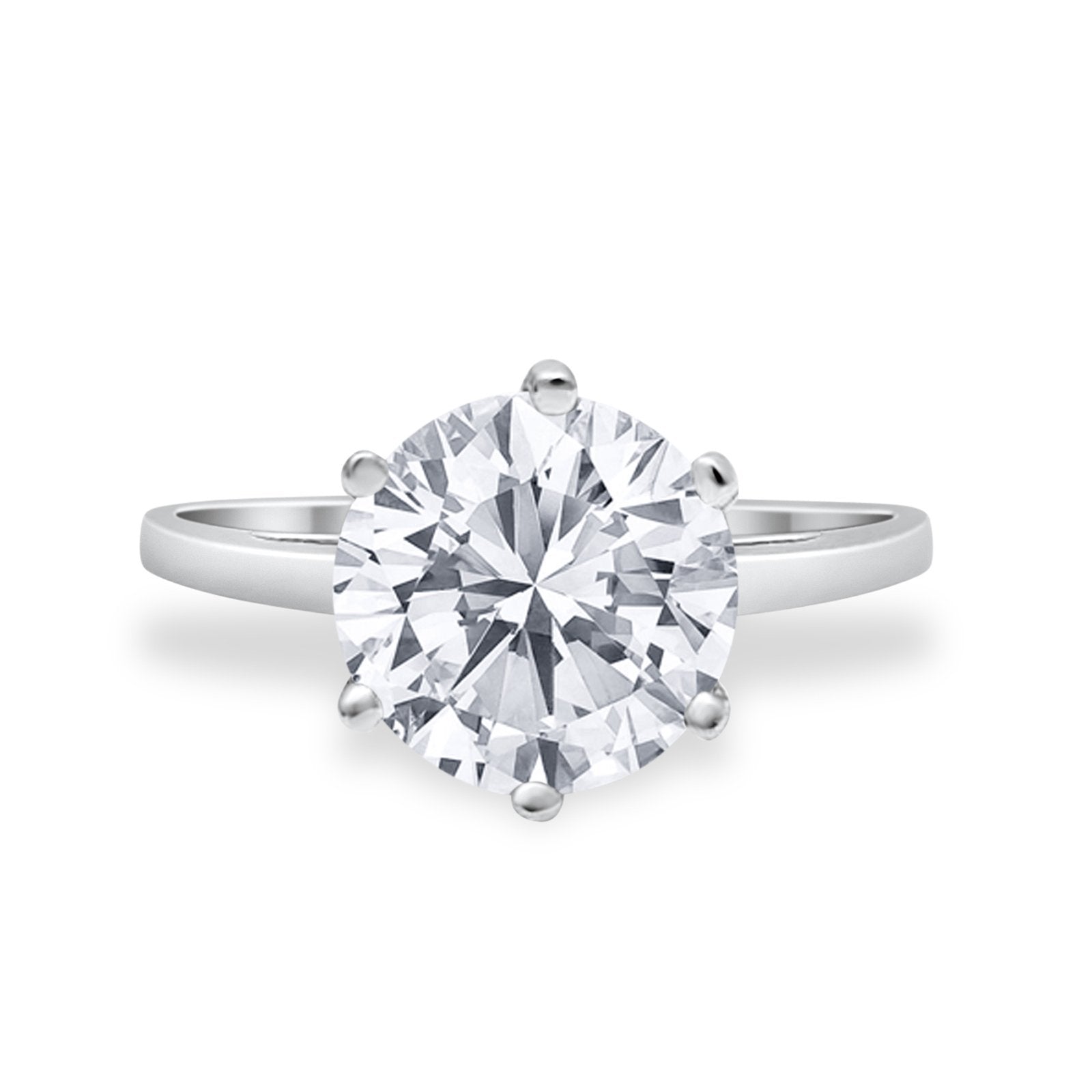 Solitaire Wedding Engagement Ring Round Simulated Cubic Zirconia 925 Sterling Silver