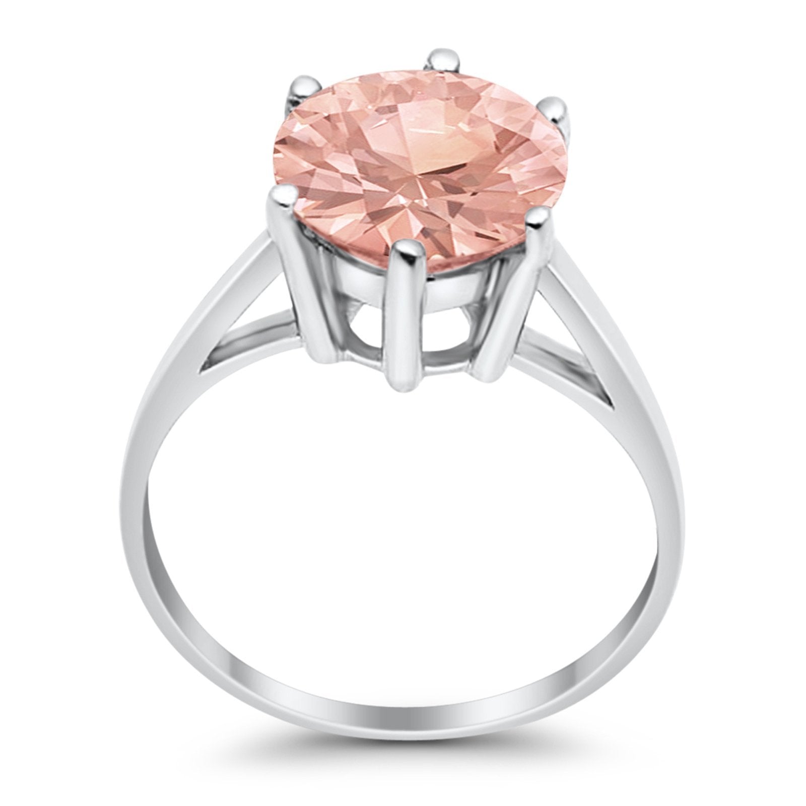 Solitaire Wedding Engagement Ring Round Simulated Cubic Zirconia 925 Sterling Silver