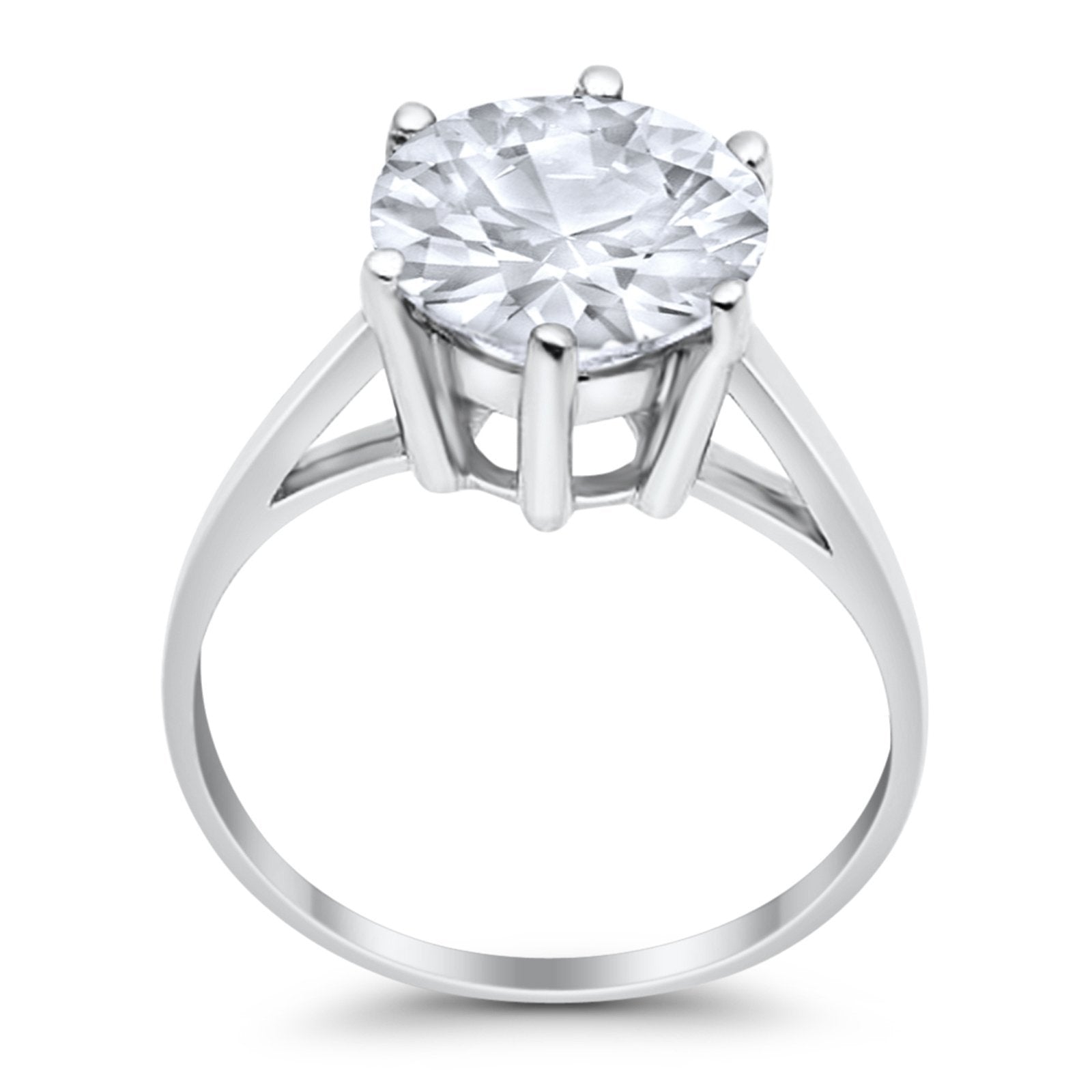 Solitaire Wedding Engagement Ring Round Simulated Cubic Zirconia 925 Sterling Silver