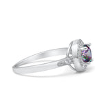 Halo Art Deco Wedding Ring Simulated Cubic Zirconia 925 Sterling Silver