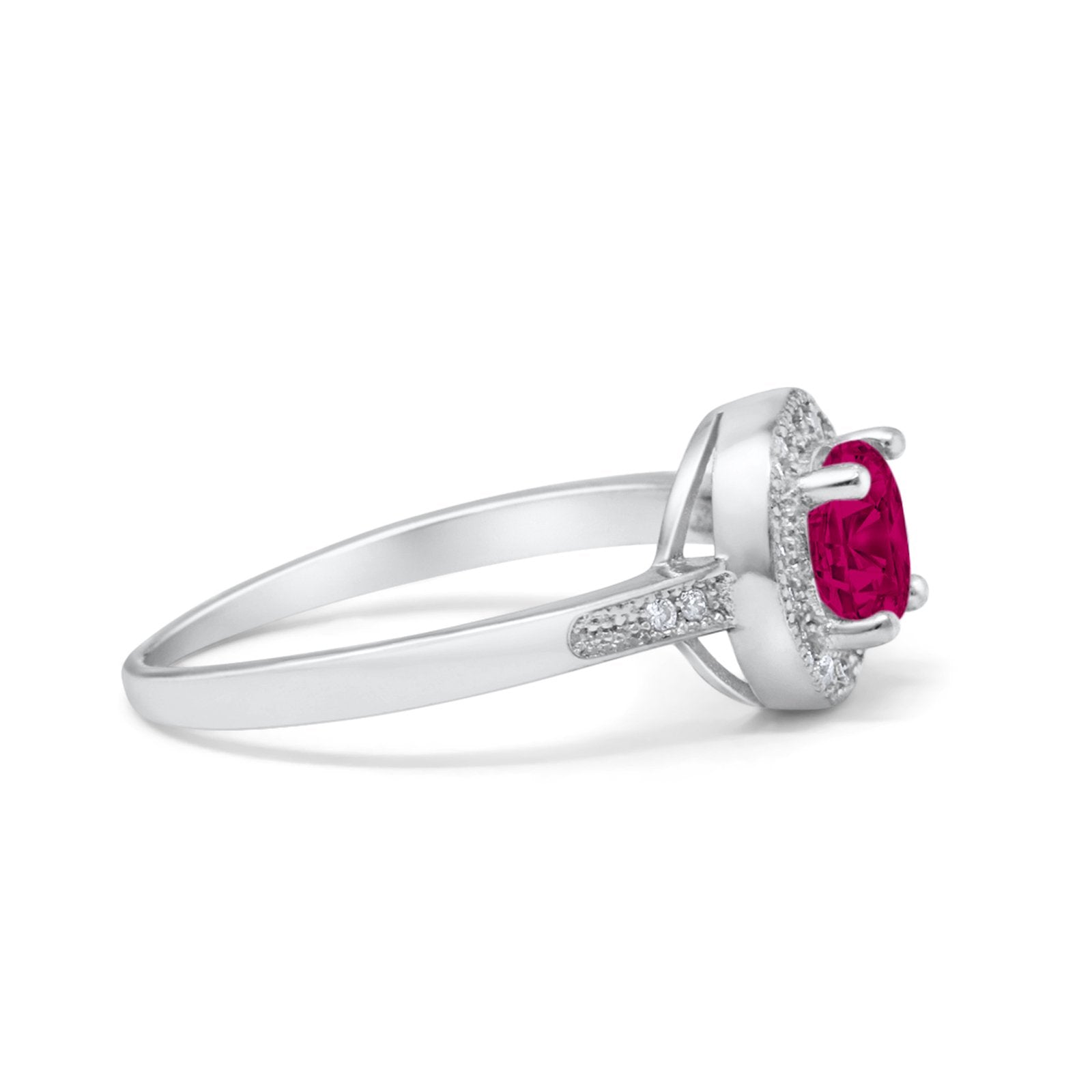 Halo Art Deco Wedding Ring Simulated Cubic Zirconia 925 Sterling Silver