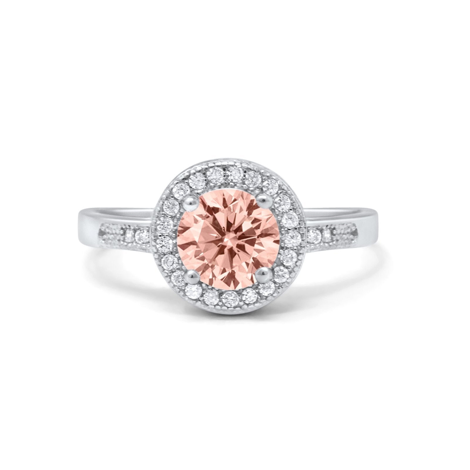 Halo Art Deco Wedding Ring Simulated Cubic Zirconia 925 Sterling Silver