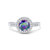 Halo Art Deco Wedding Ring Simulated Cubic Zirconia 925 Sterling Silver