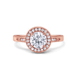 Halo Art Deco Wedding Ring Simulated Cubic Zirconia 925 Sterling Silver