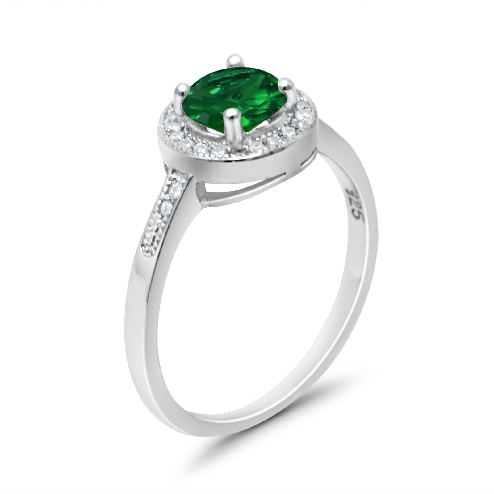 Halo Art Deco Wedding Ring Simulated Cubic Zirconia 925 Sterling Silver