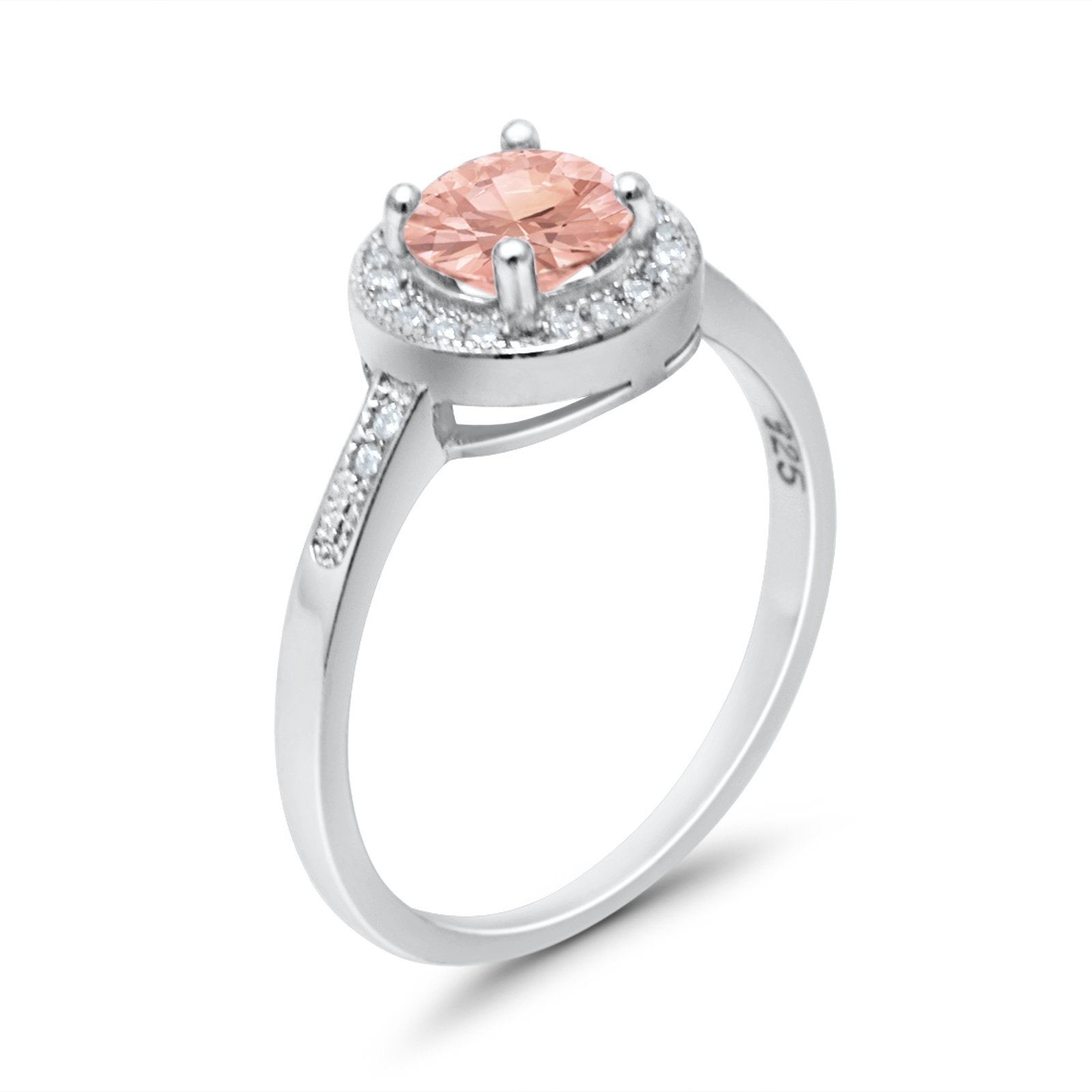 Halo Art Deco Wedding Ring Simulated Cubic Zirconia 925 Sterling Silver