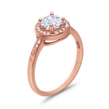 Halo Art Deco Wedding Ring Simulated Cubic Zirconia 925 Sterling Silver