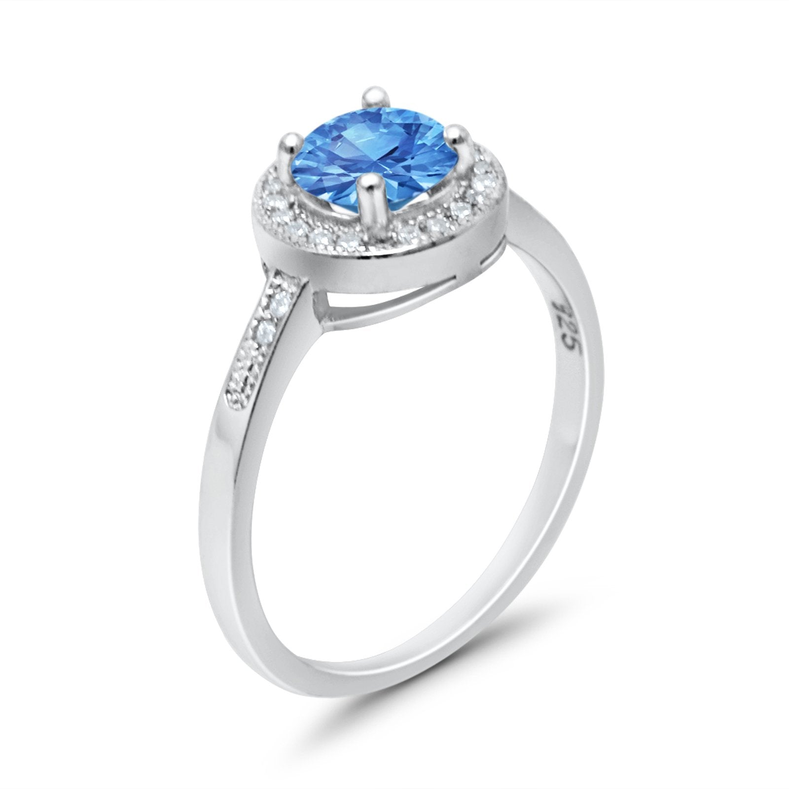 Halo Art Deco Wedding Ring Simulated Cubic Zirconia 925 Sterling Silver