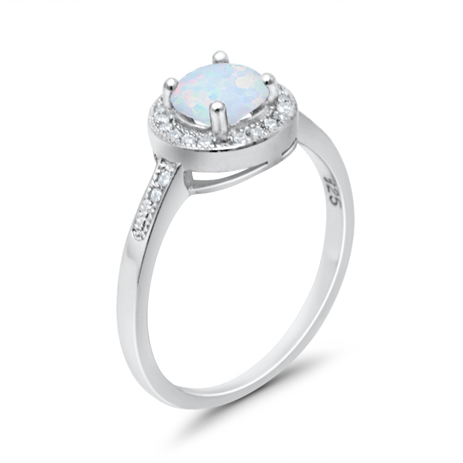Halo Art Deco Wedding Ring Simulated Cubic Zirconia 925 Sterling Silver