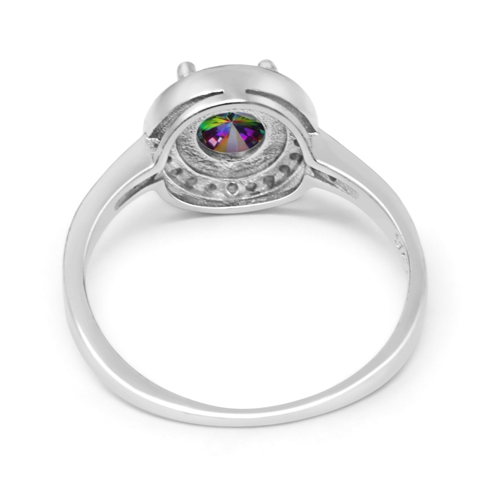 Halo Art Deco Wedding Ring Simulated Cubic Zirconia 925 Sterling Silver