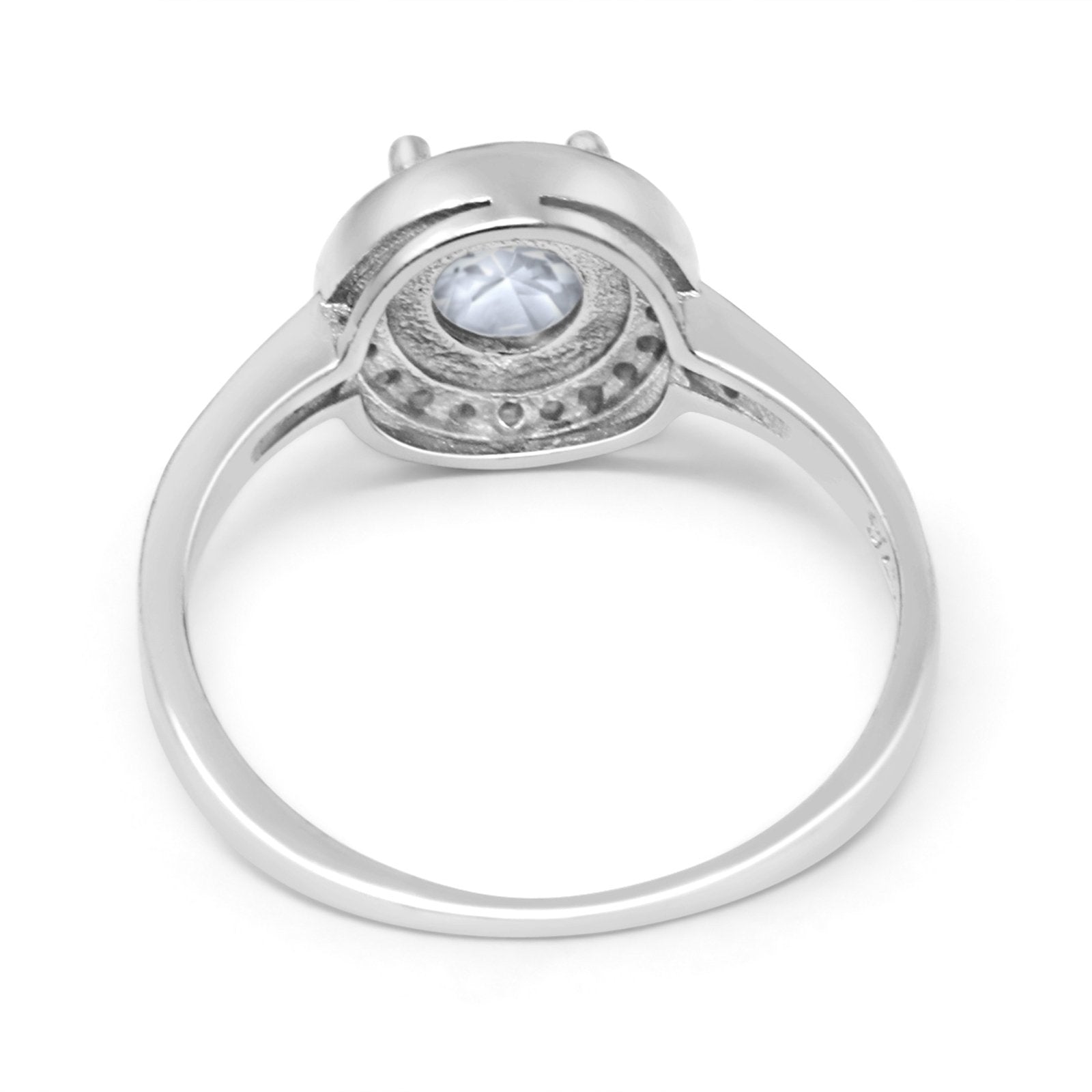 Halo Art Deco Wedding Ring Simulated Cubic Zirconia 925 Sterling Silver