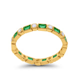 Art Deco Full Eternity Wedding Band Baguette Simulated CZ Ring 925 Sterling Silver