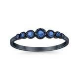 Half Eternity Petite Dainty Wedding Band Ring Simulated CZ 925 Sterling Silver