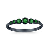 Half Eternity Petite Dainty Wedding Band Ring Simulated CZ 925 Sterling Silver