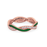 Crisscross Braided Weave Design Eternity Band Ring Round Simulated CZ 925 Sterling Silver