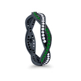 Crisscross Braided Weave Design Eternity Band Ring Round Simulated CZ 925 Sterling Silver