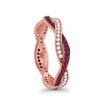 Crisscross Braided Weave Design Eternity Band Ring Round Simulated CZ 925 Sterling Silver