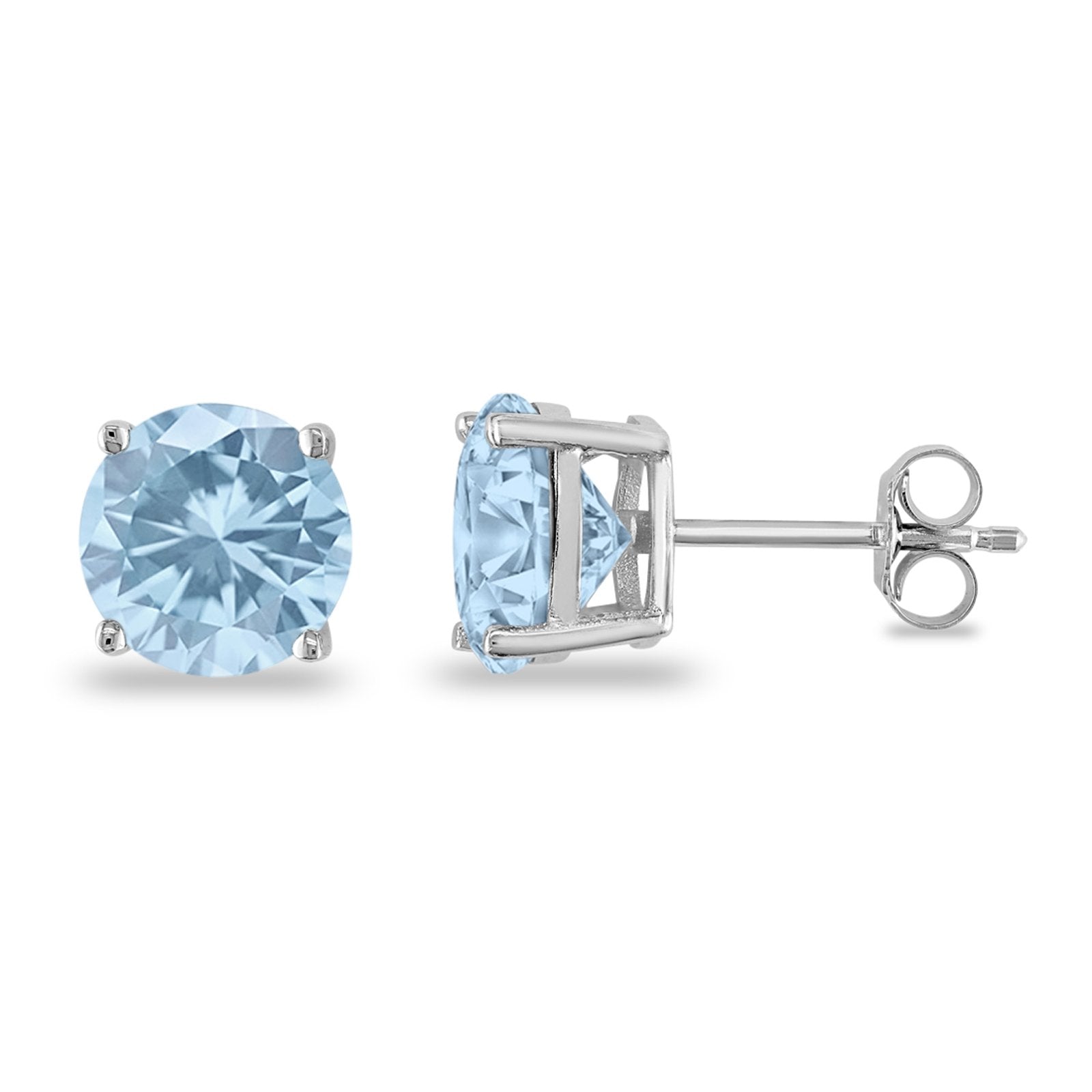 Butterfly Back 4 Prong Round Casting Cubic Zirconia Stud Earrings 925 Sterling Silver 3mm-9mm Choose Size
