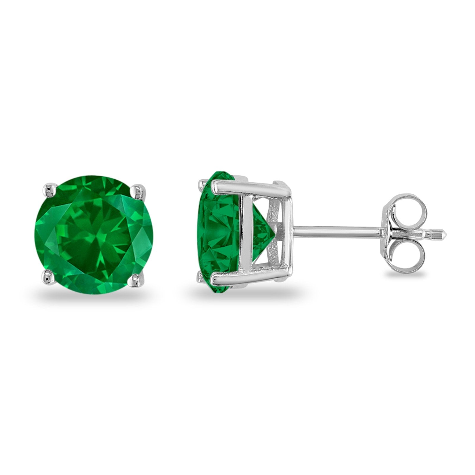 Butterfly Back 4 Prong Round Casting Cubic Zirconia Stud Earrings 925 Sterling Silver 3mm-9mm Choose Size