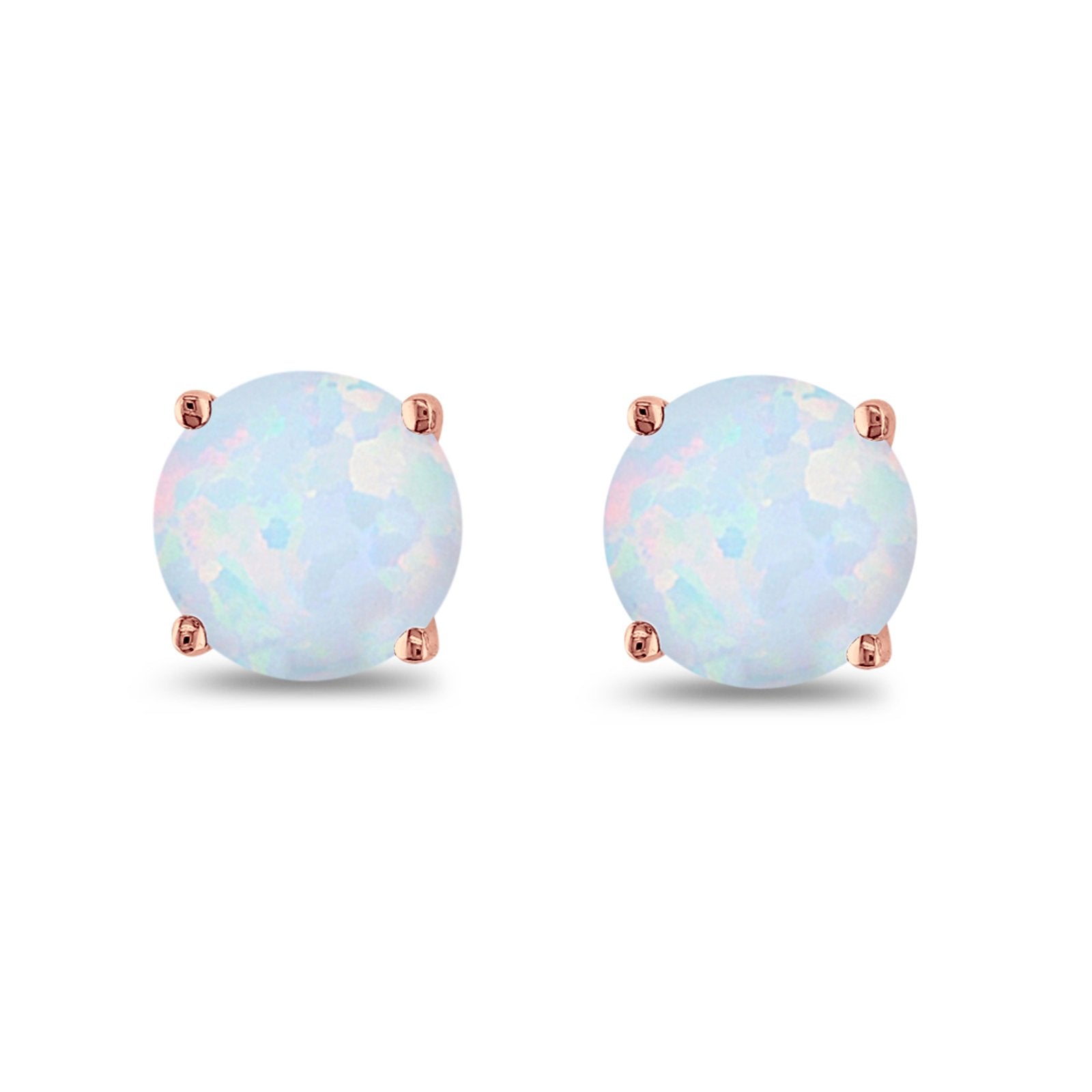 Butterfly Back 4 Prong Round Casting Simulated Cubic Zirconia Stud Earrings Rose Tone 925 Sterling Silver 3mm-9mm Choose Size