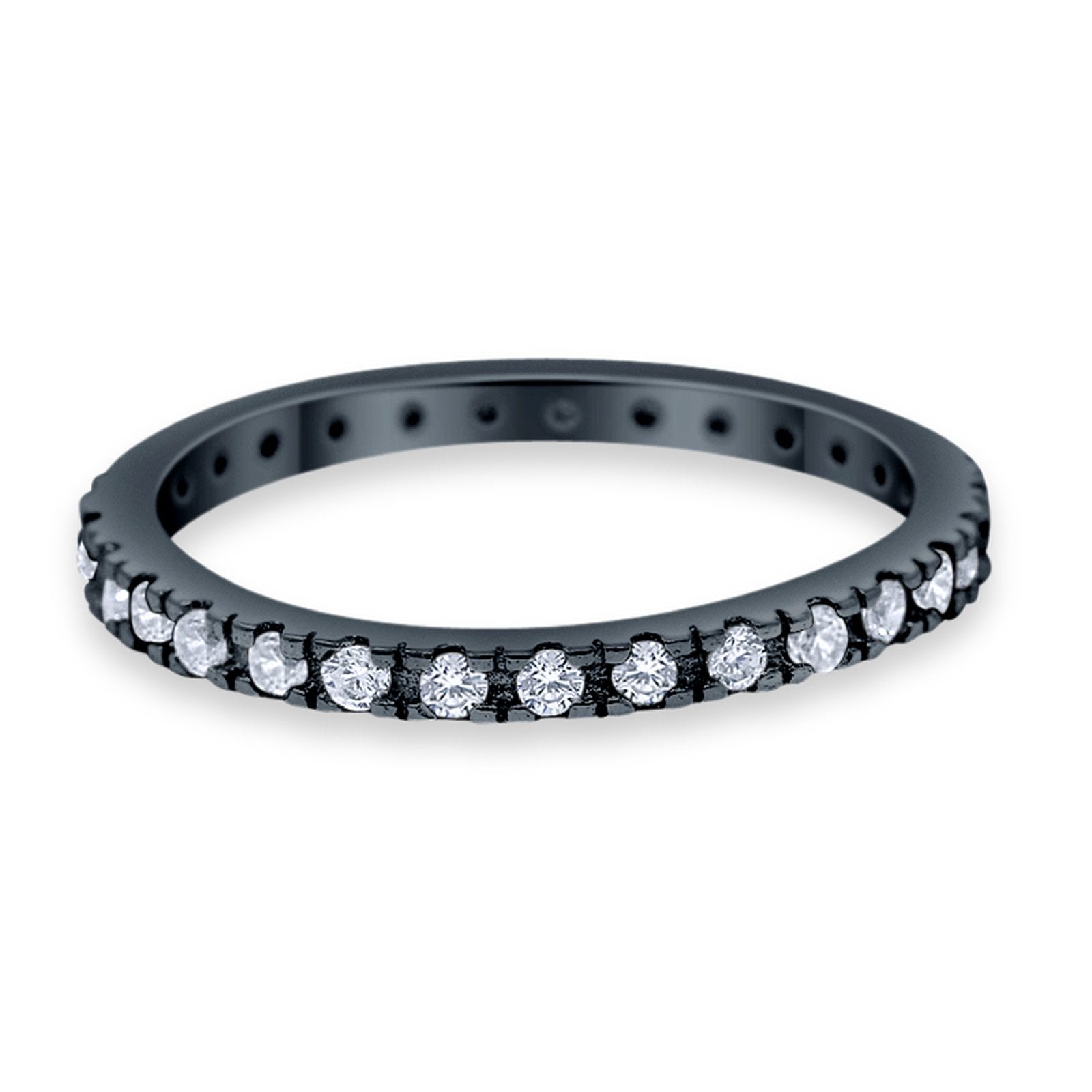 Eternity Wedding Art Deco Round Ring Simulated Cubic Zirconia 925 Sterling Silver