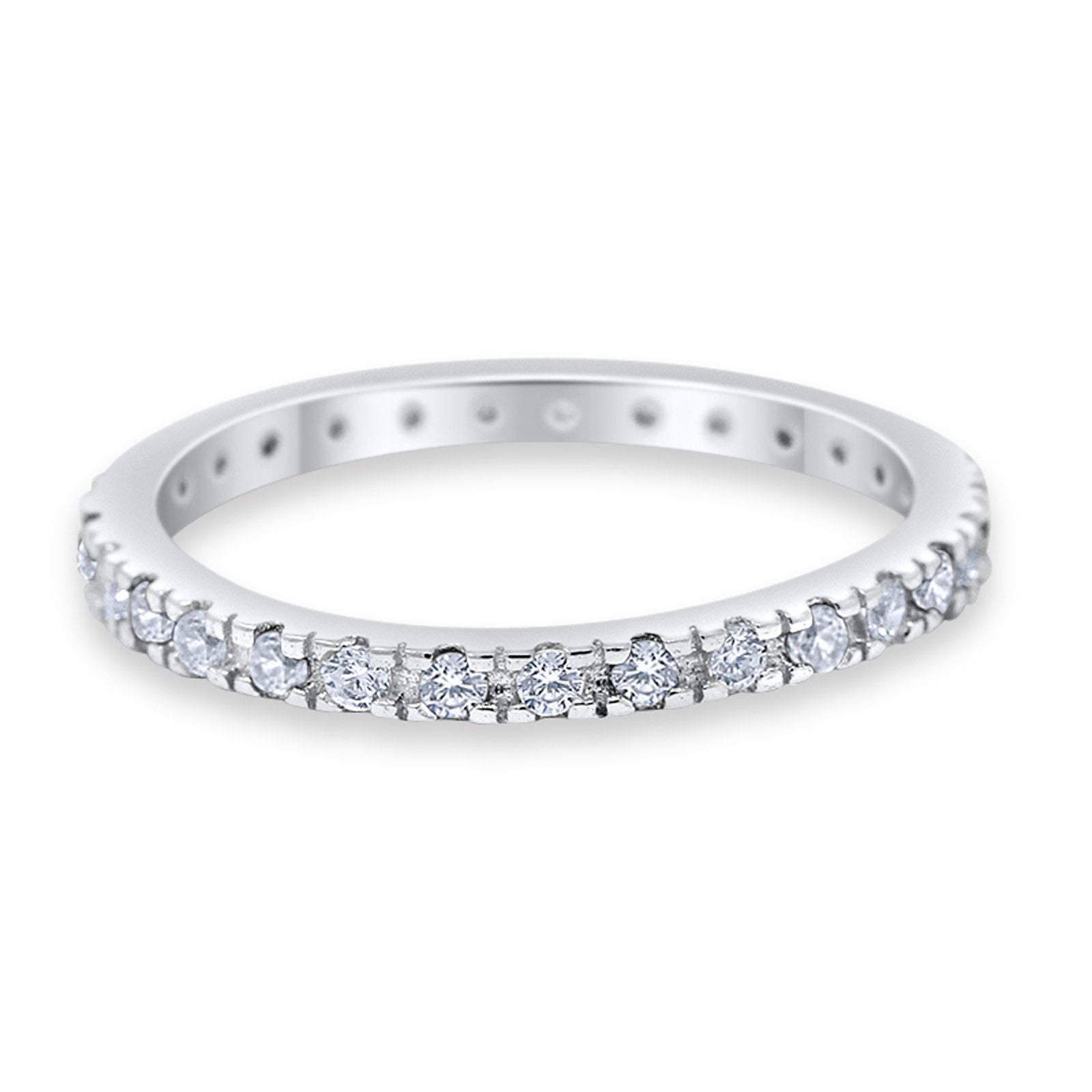 Eternity Wedding Art Deco Round Ring Simulated Cubic Zirconia 925 Sterling Silver