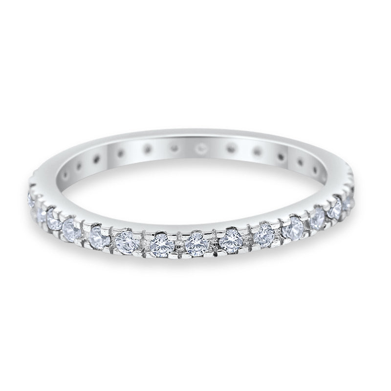 Eternity Wedding Art Deco Round Ring Simulated Cubic Zirconia 925 Sterling Silver
