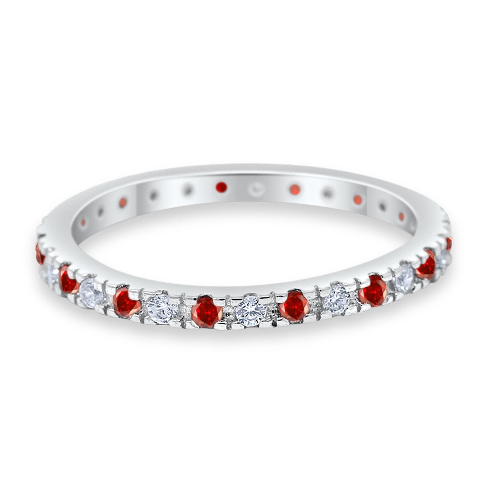 Eternity Wedding Art Deco Round Ring Simulated Cubic Zirconia 925 Sterling Silver