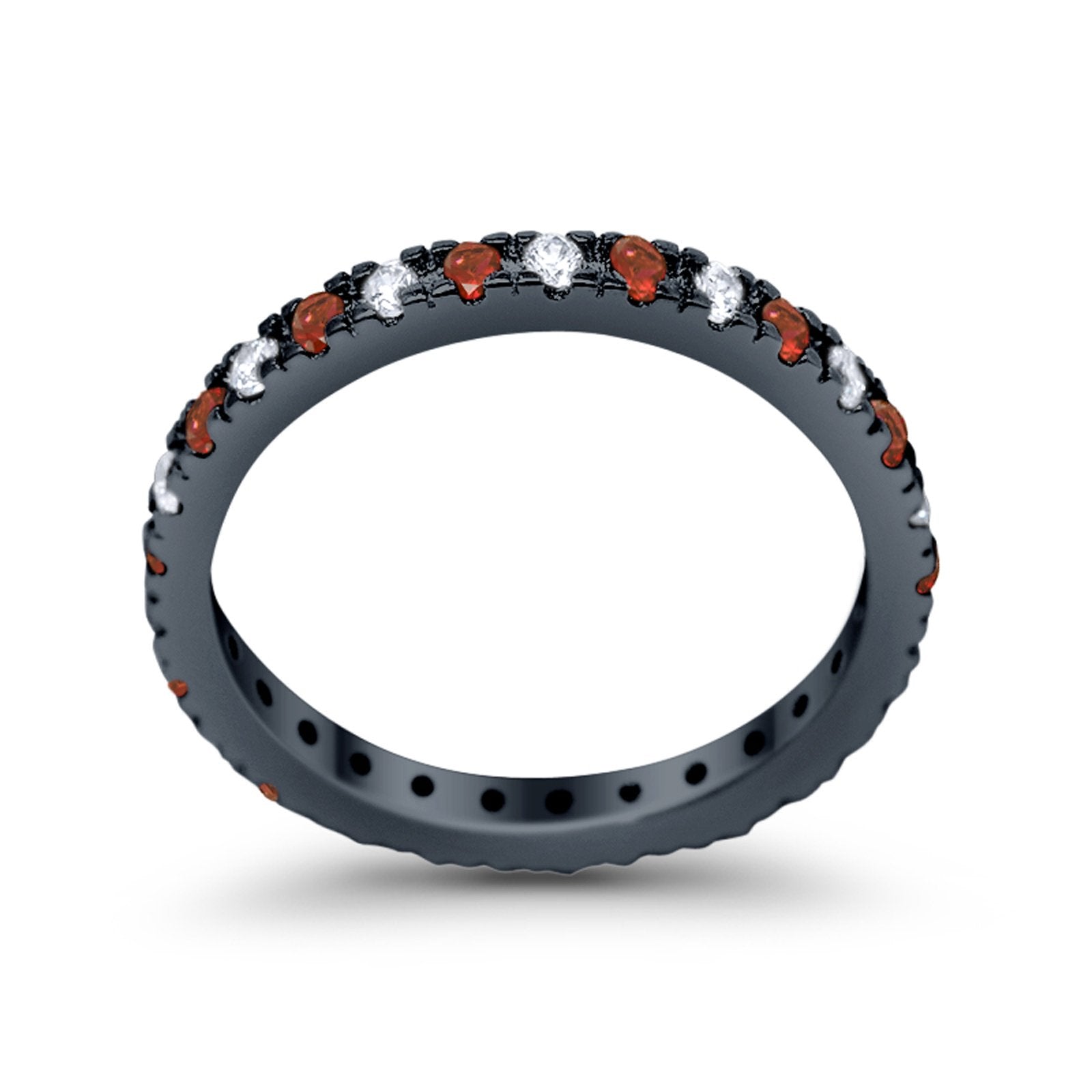 Eternity Wedding Art Deco Round Ring Simulated Cubic Zirconia 925 Sterling Silver