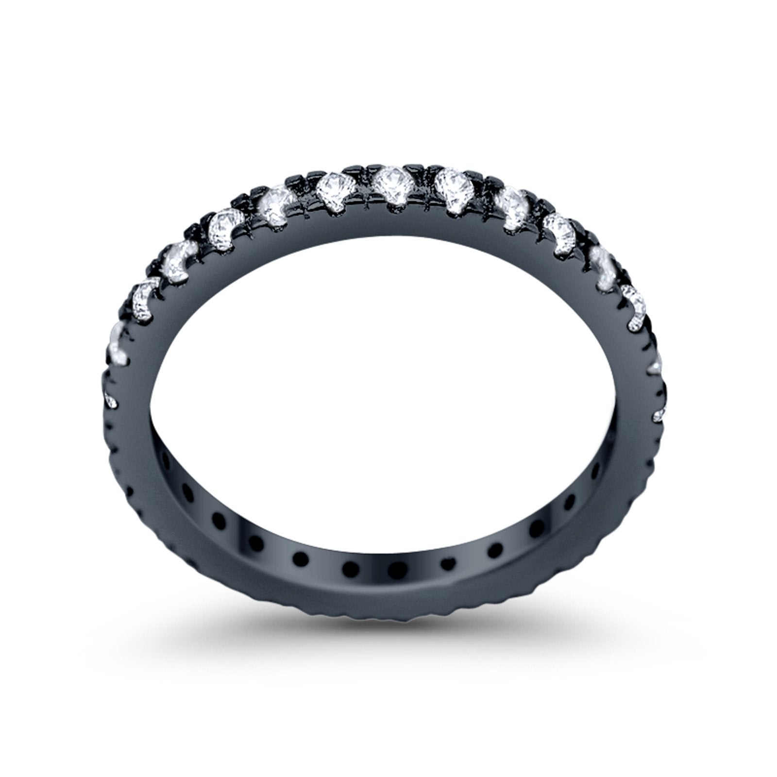 Eternity Wedding Art Deco Round Ring Simulated Cubic Zirconia 925 Sterling Silver